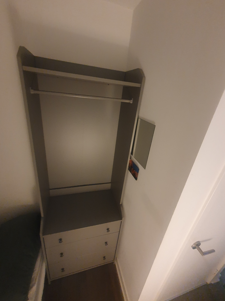 Grey Wardrobe with Shelf and Drawers - photo 2