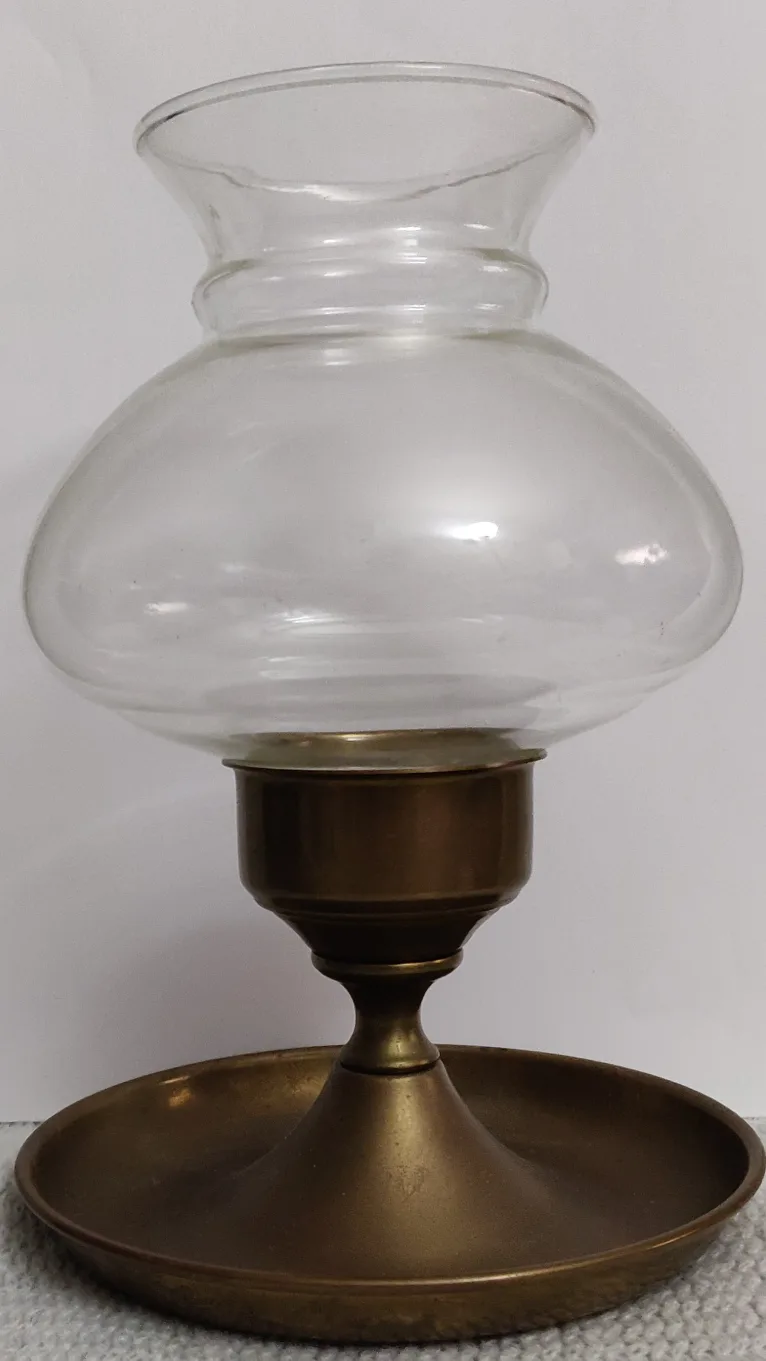 Vintage Brass & Glass Hurricane Candle Holder thumbnail