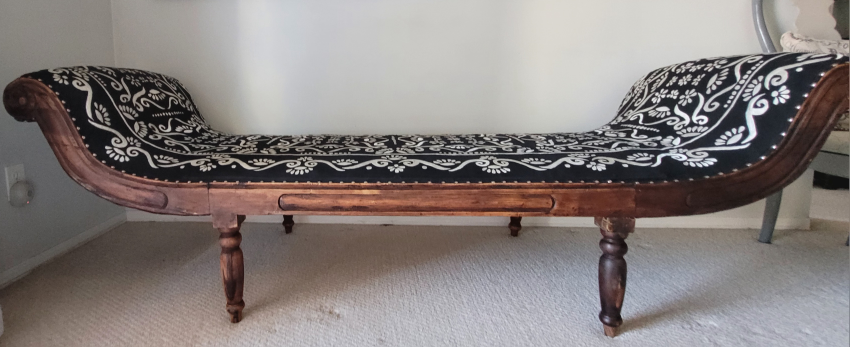 Black and White Floral Upholstered Bench Divan - photo 4