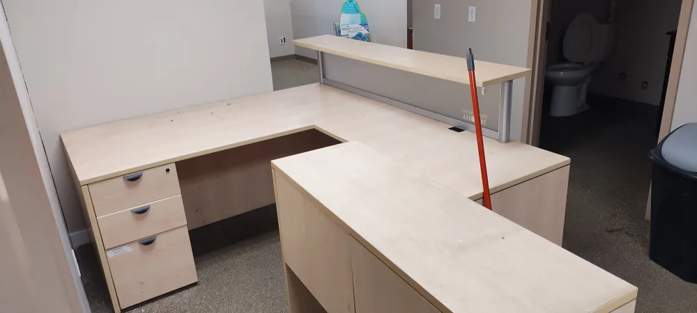 L-Shaped Office Desk with Reception Counter