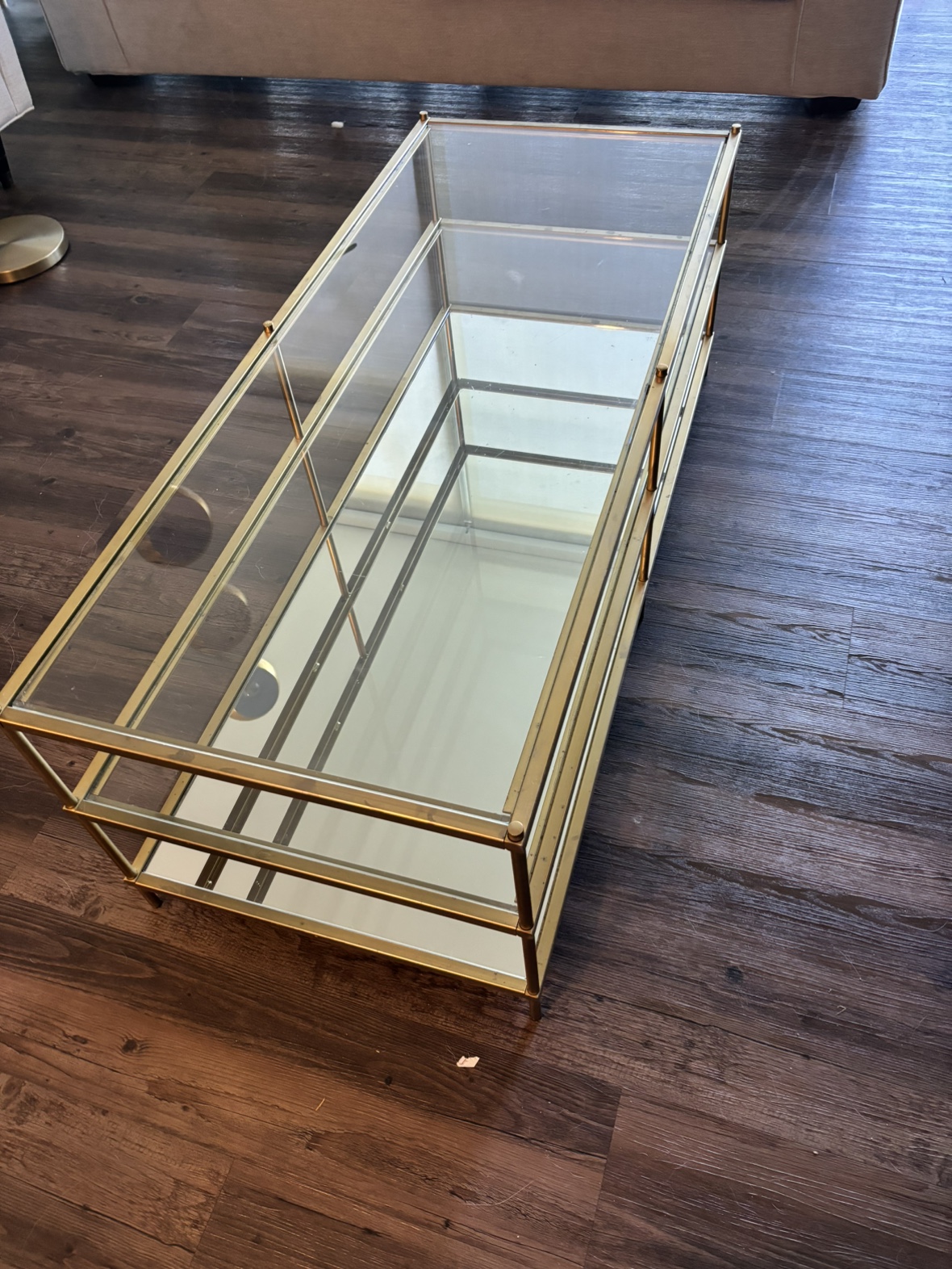 West Elm Gold Glass Coffee Table - photo 3