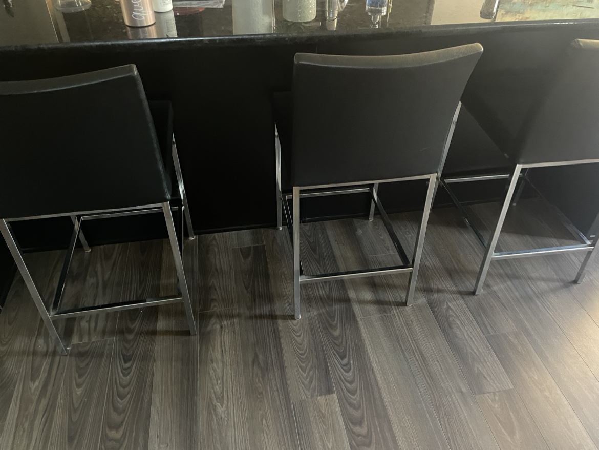 Set of 3 Black Bar Stools