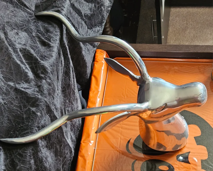 Vintage Polished Aluminum Antelope Wall Mount Head Sculpture image indicator(2)