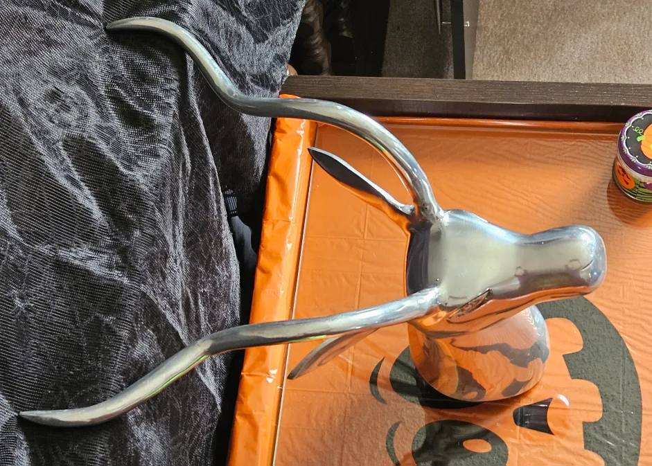 Vintage Polished Aluminum Antelope Wall Mount Head Sculpture image indicator(3)