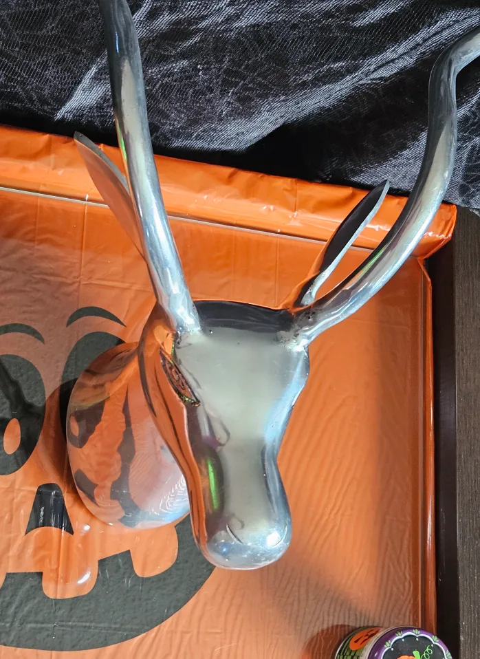 Vintage Polished Aluminum Antelope Wall Mount Head Sculpture image indicator(4)