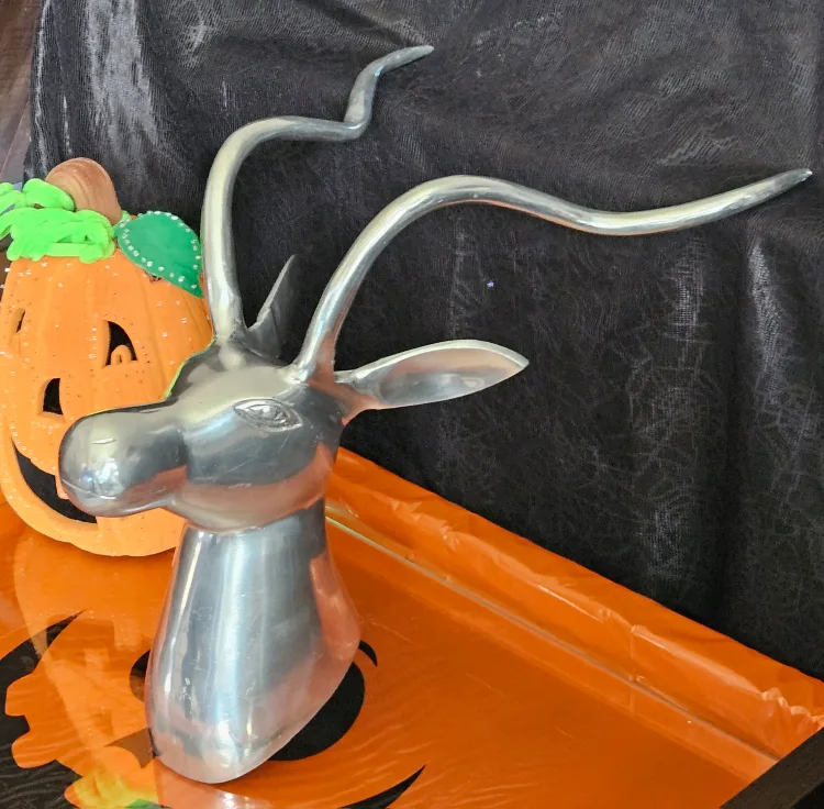 Vintage Polished Aluminum Antelope Wall Mount Head Sculpture image indicator(8)