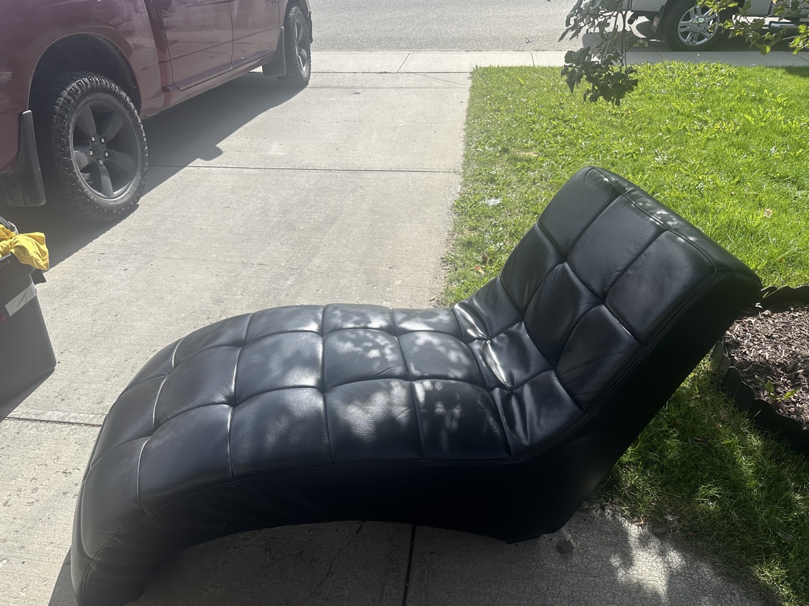 Black Leather Chaise Lounge