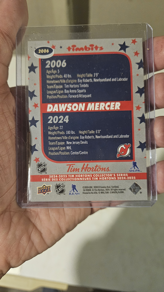 Dawson Mercer Timbits 24-25 Tim's collectors series - photo 2
