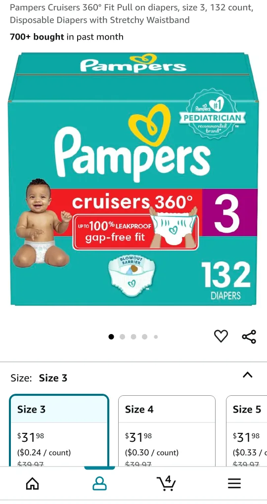 Pampers Cruisers 360° Diapers, Size 3, 132 Count image indicator(2)