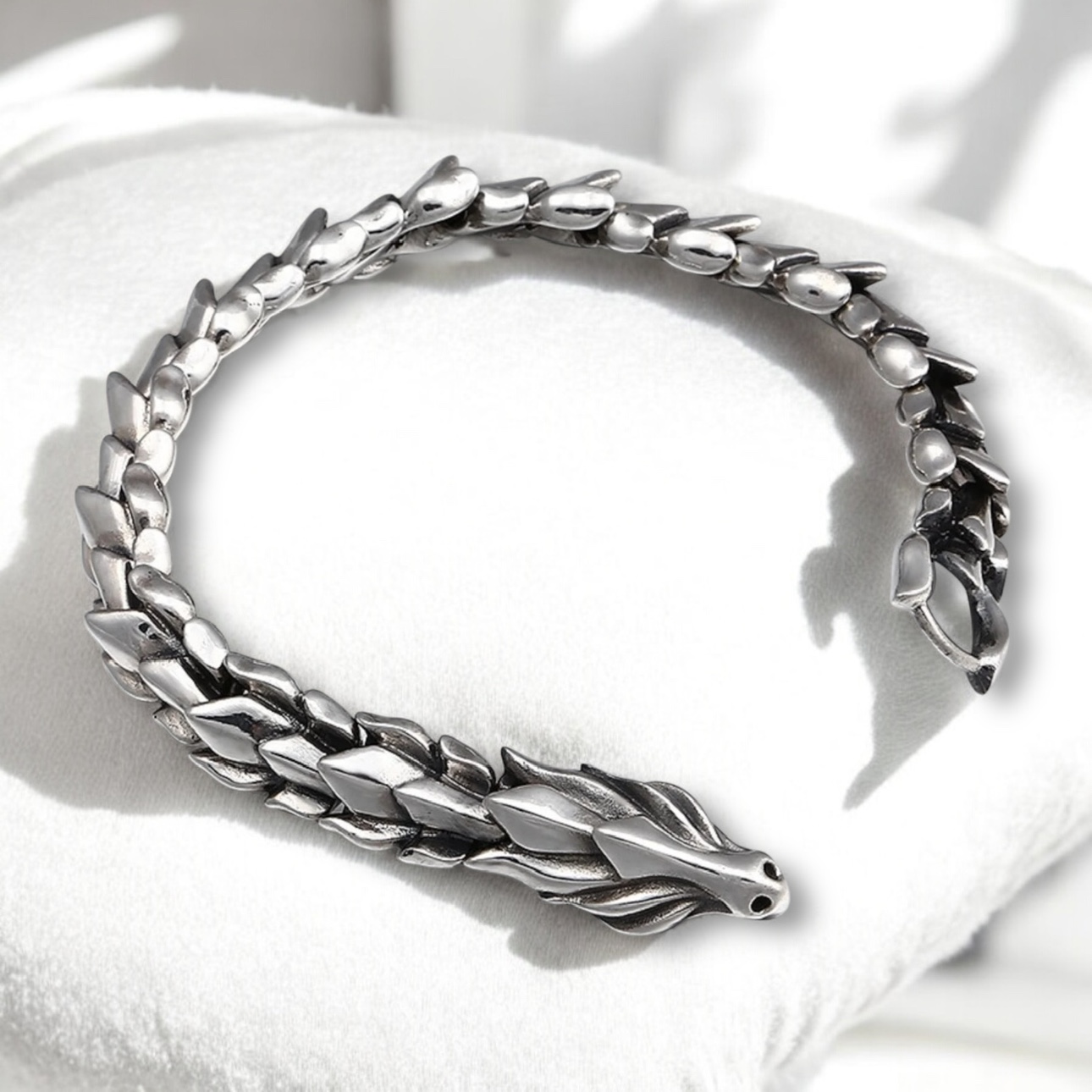 Sterling Silver Link Clasp Dragon Men’s Clasp-On 9.4” Bracelet - photo 5