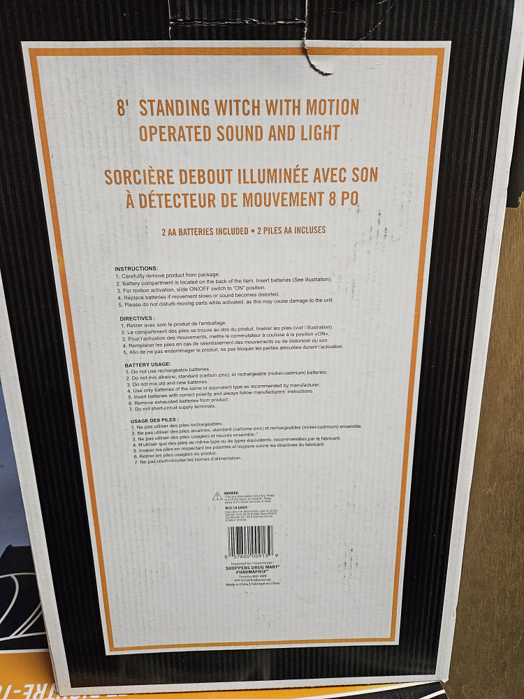 Halloween: 8' Standing Witch W/Motion Activated Sound & Light - photo 2