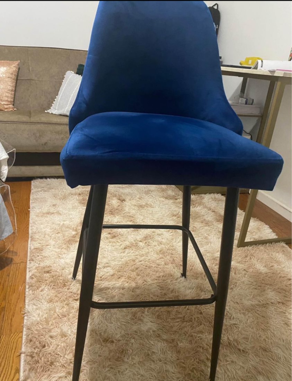Blue Velvet Bar Stool