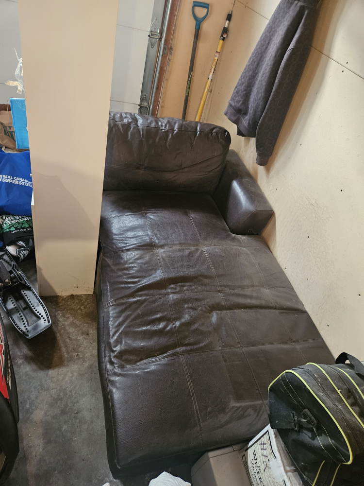 Brown Leather Partial Couch