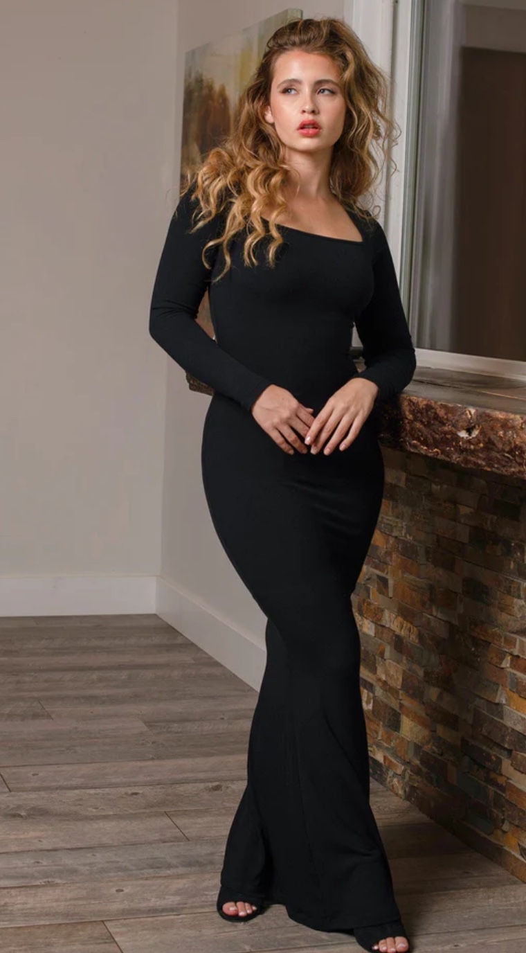 NEW! Popilush Built-In Shapewear Long Sleeve Maxi Lounge Dress - photo 4