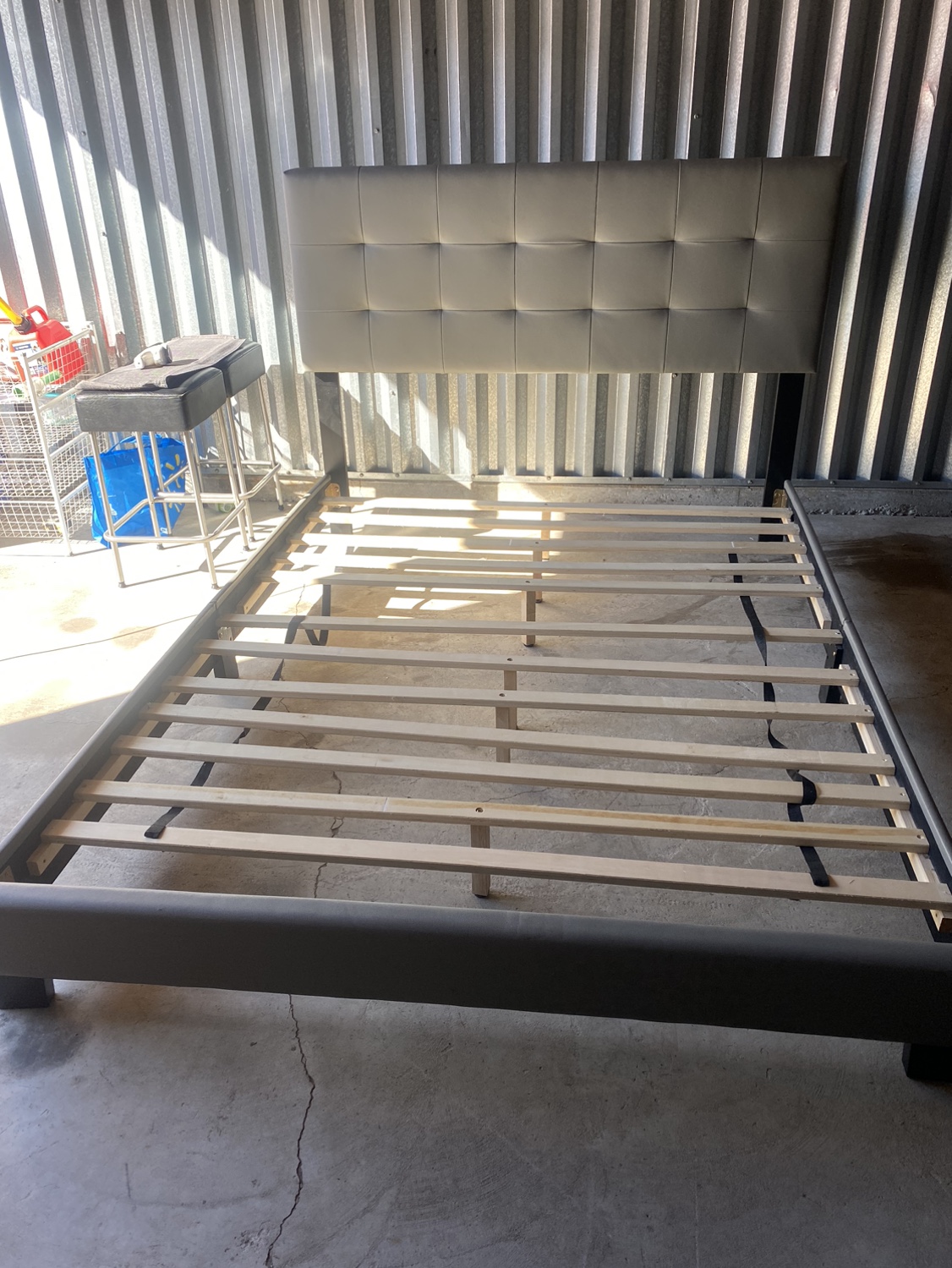 Grey Upholstered Bed Frame