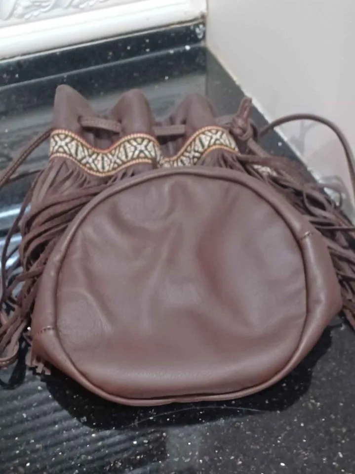 Canadian Leather Creations Brown Leather Fringe Bag image indicator(4)
