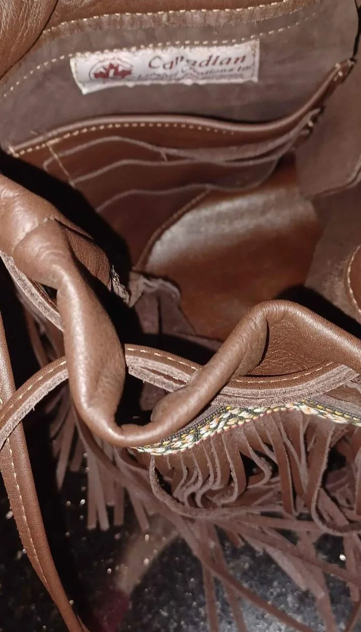 Canadian Leather Creations Brown Leather Fringe Bag image indicator(5)