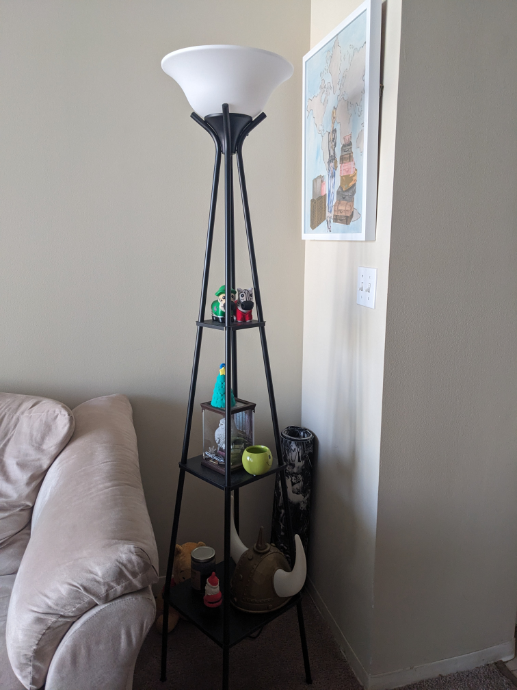 Black Floor Lamp with 4 Shelves