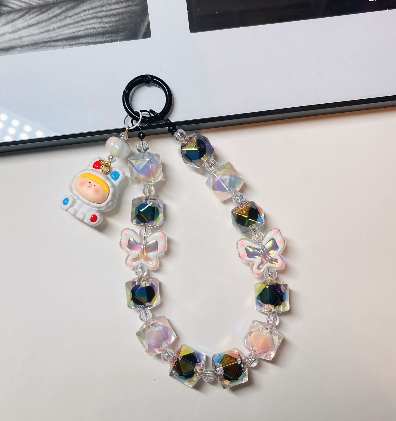 Cute beaded keychain with animal charm