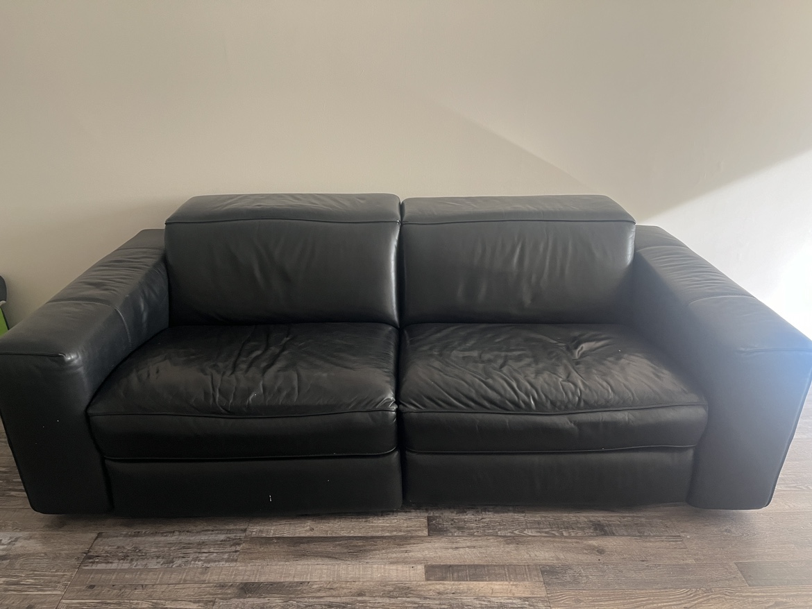 FREE Black Leather Recliner Sofa - photo 2
