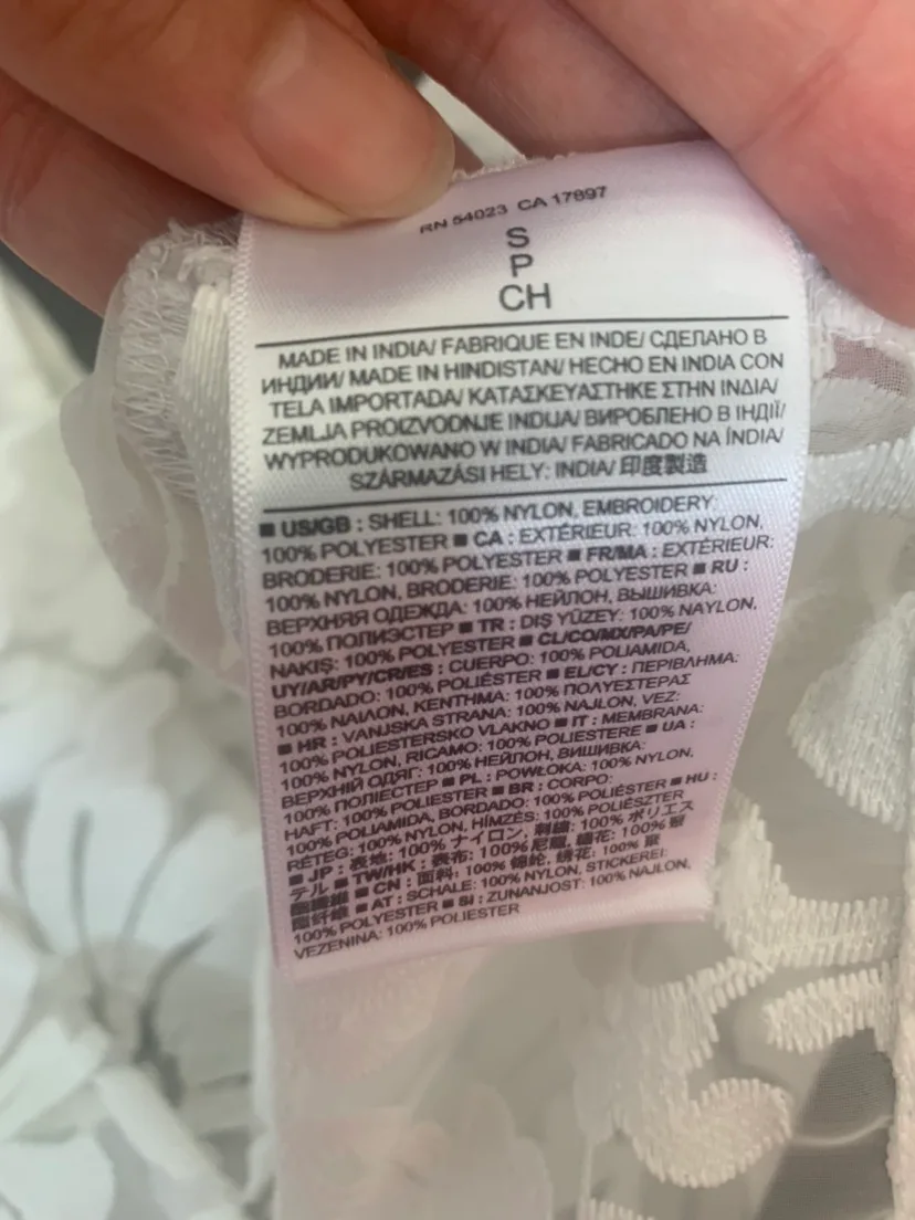 Banana Republic sheer white Floral Lace embroidered top size s image indicator(6)