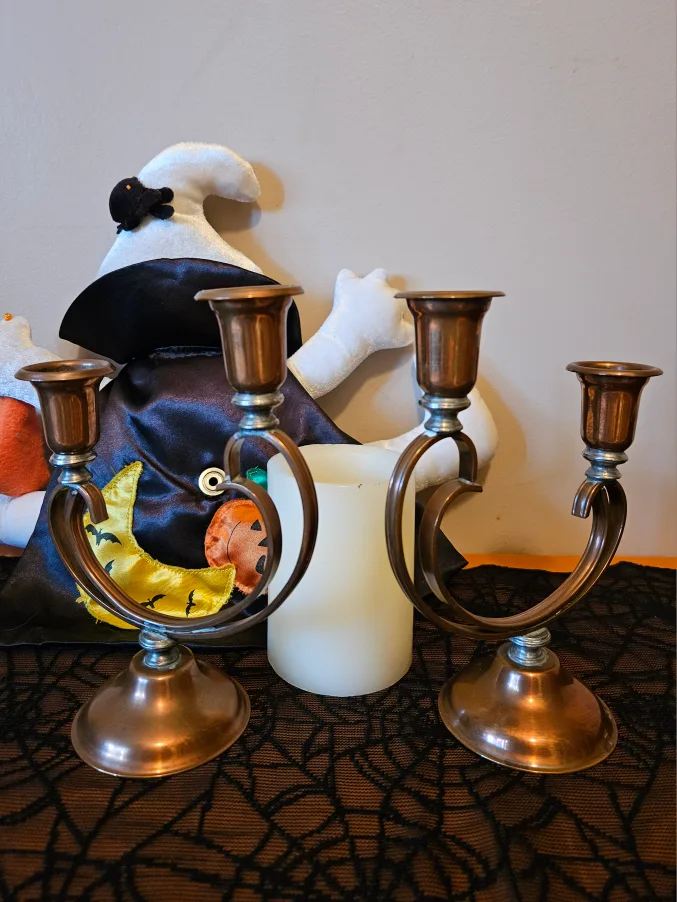 Vintage Venetian Copper Candelabras with Pewter Accents 🕯 image indicator(6)