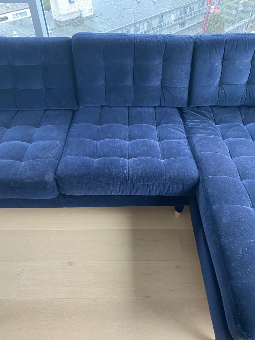 Blue Velvet Sectional Sofa - photo 3