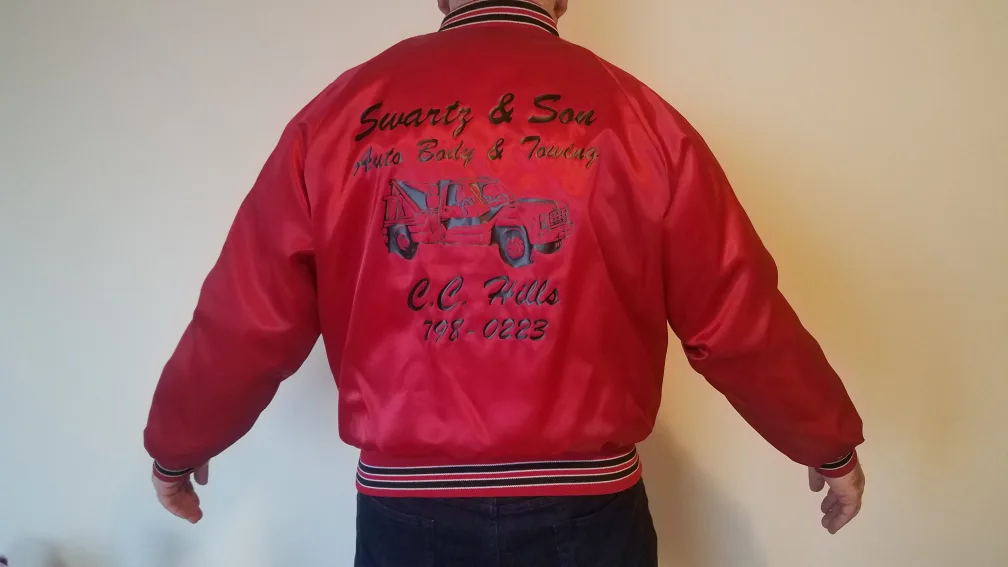 Vintage Red Satin Bomber Jacket with Name Frank image indicator(2)