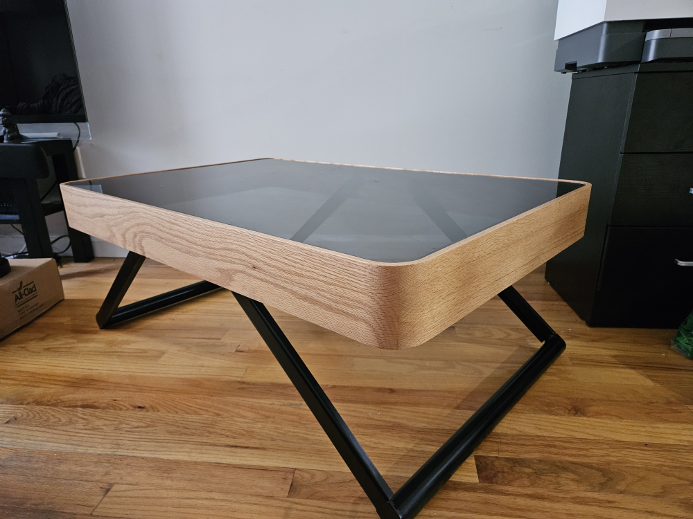 Glass and Solid Wood Coffee Table - photo 2