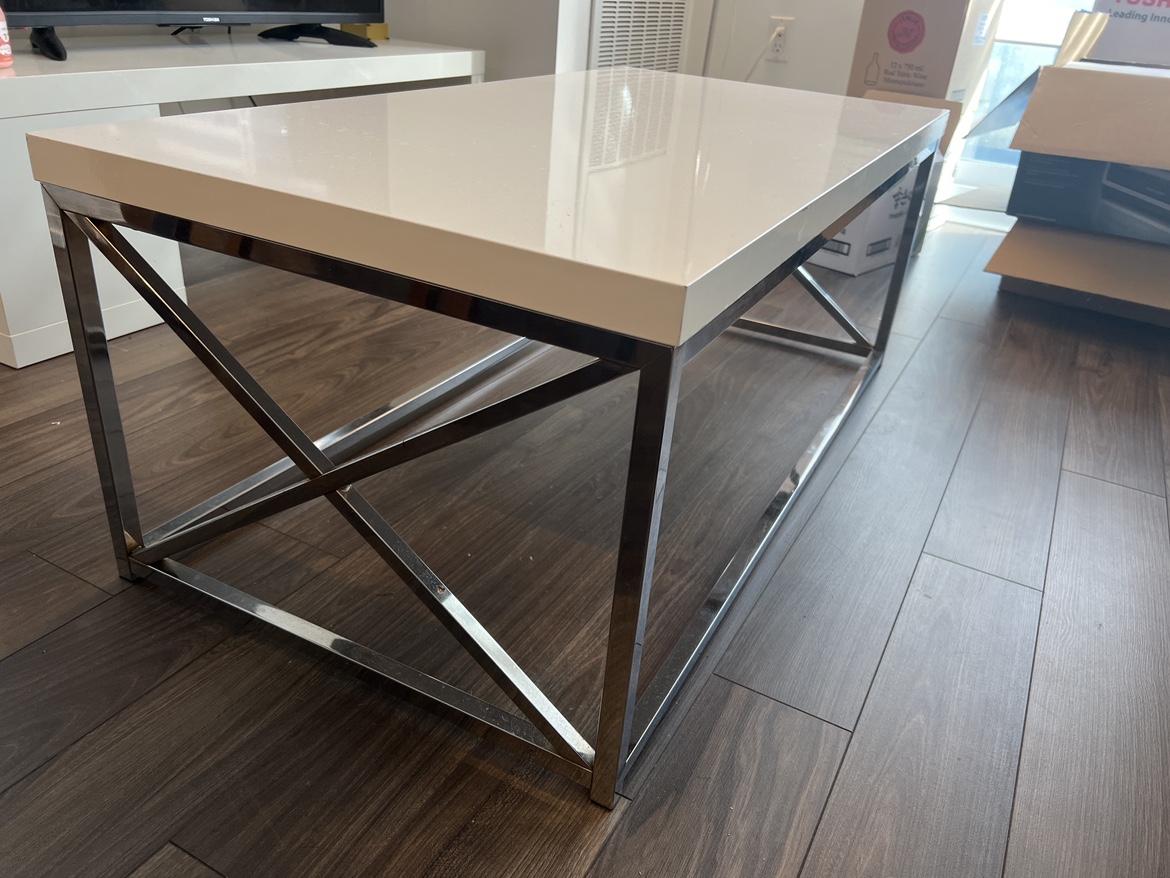 White Coffee Table with Chrome Legs - photo 2