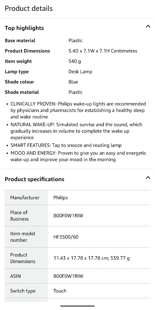 Philips HF3500 Wake-Up Light Alarm Clock #freecycle | Karrot