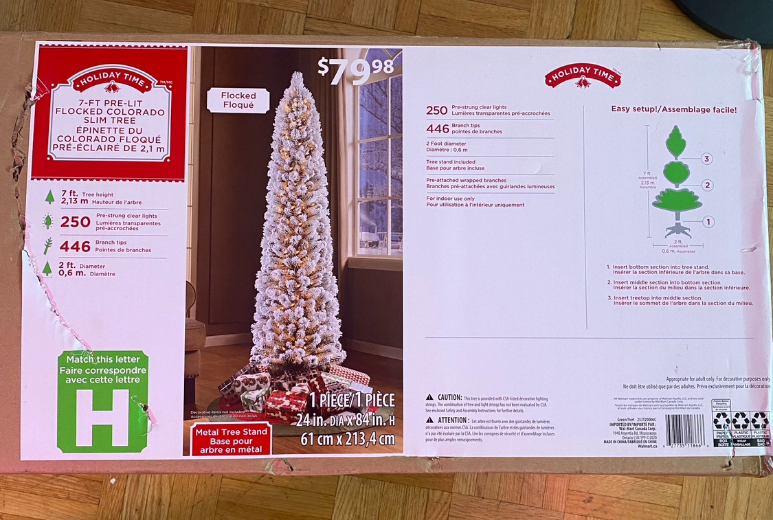 7 ft Pre-Lit Flocked Slim Christmas Tree - photo 2