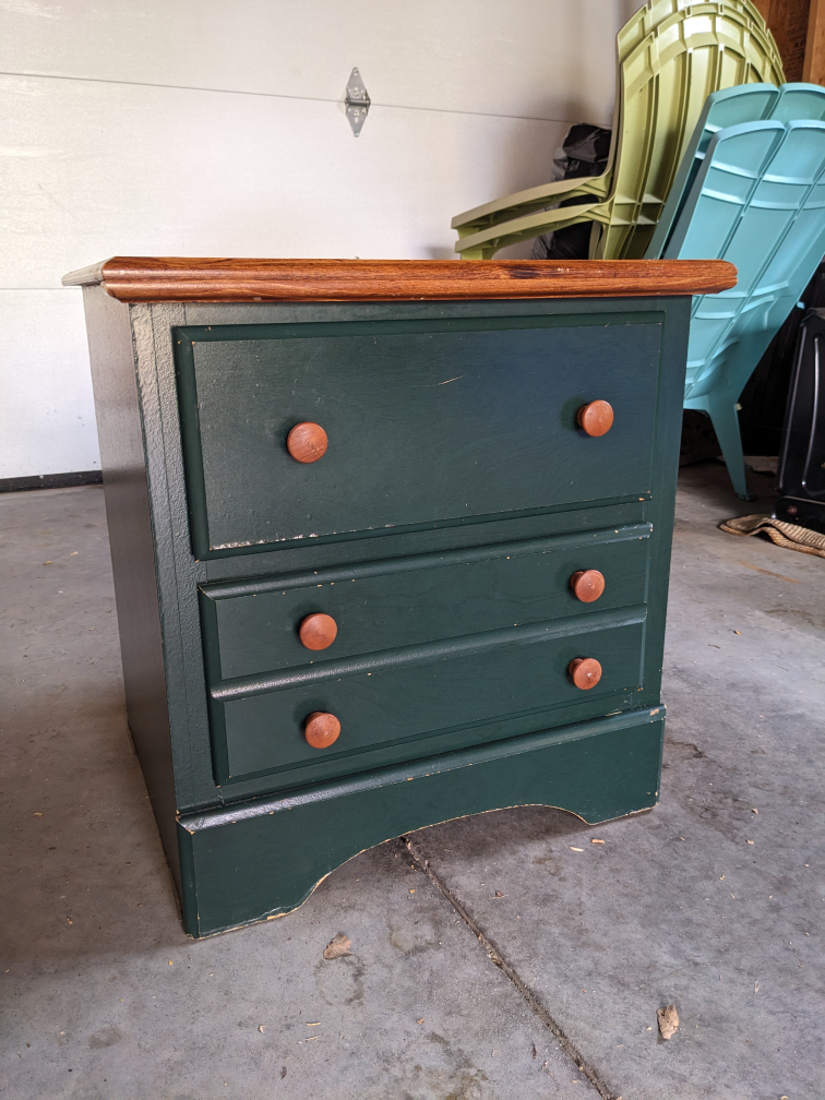 Dark Green Wood Nightstand with 2 Large Drawers - photo 2