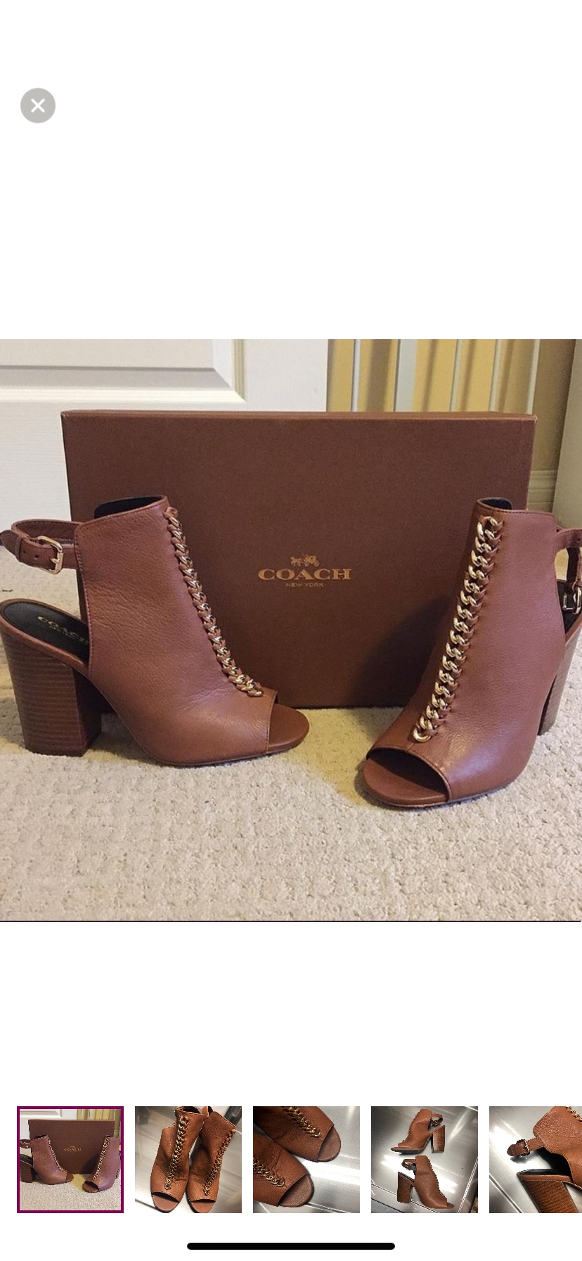 Coach Sandford Saddle Leather Peep Toe Booties