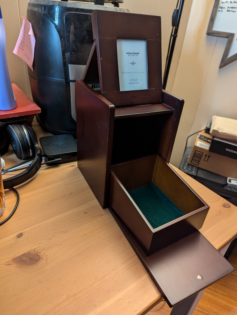 wooden box that used to have photo albums in it - photo 2