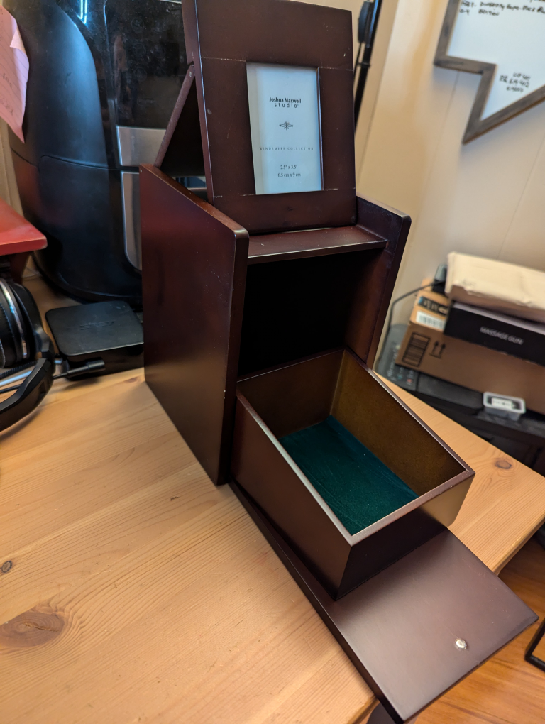 wooden box that used to have photo albums in it - photo 3