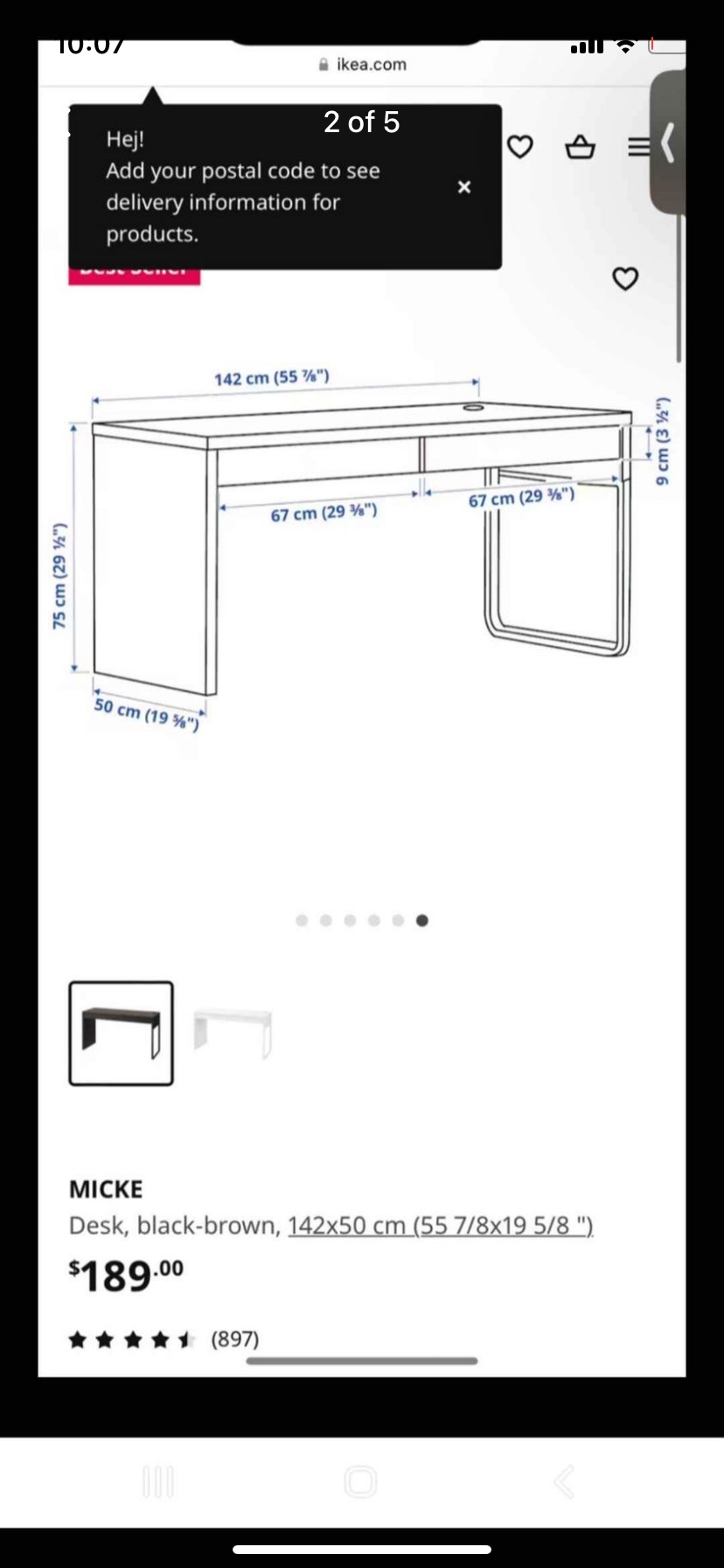 IKEA MICKE Desk - Black-Brown - photo 5