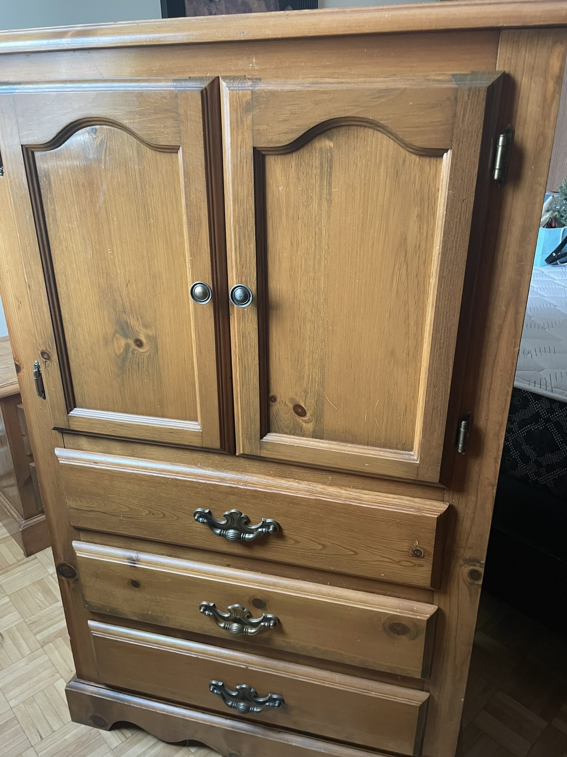 Pine Wood Armoire with Drawers - photo 3