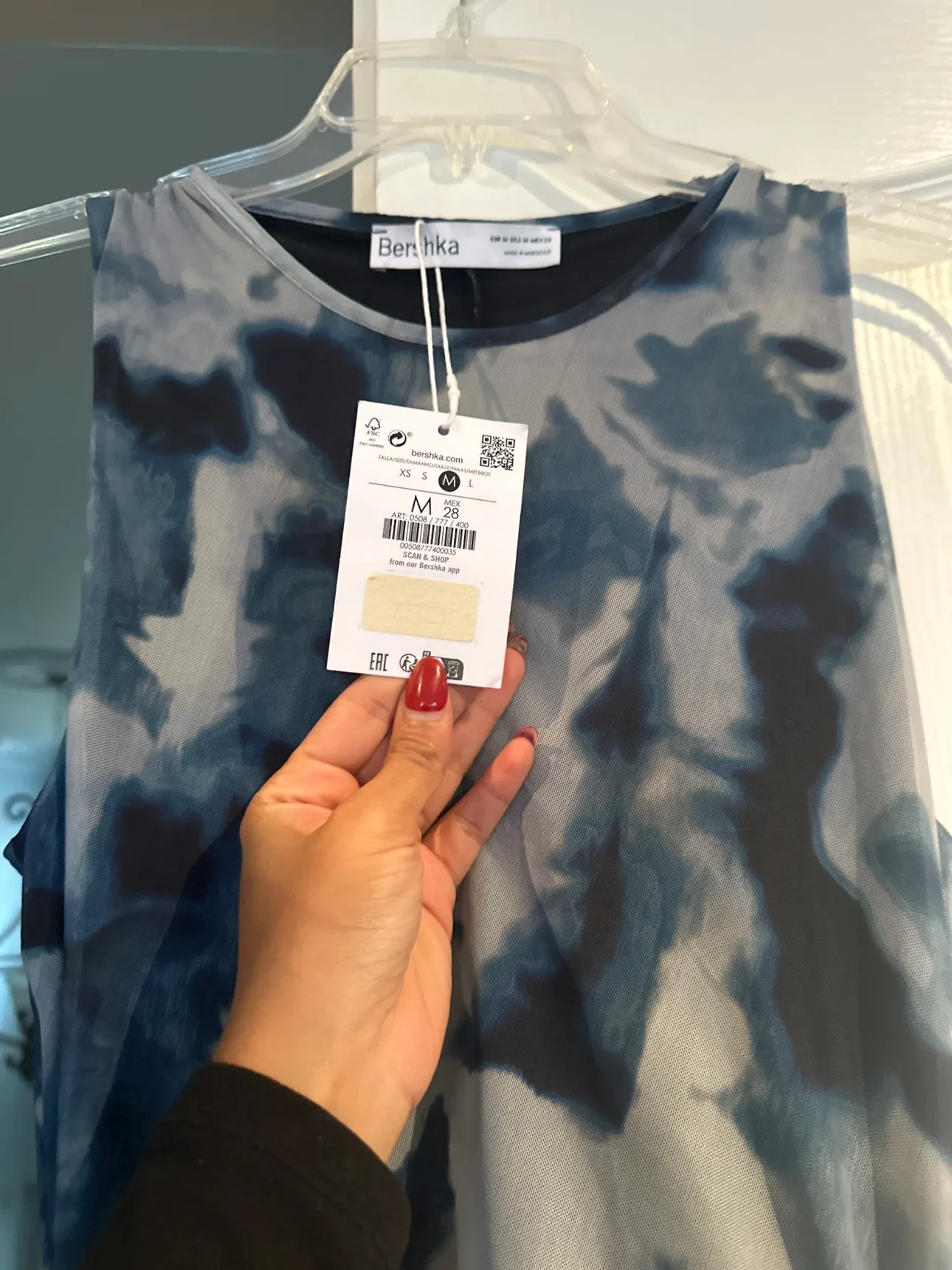 Bershka Blue Tie Dye Midi Dress image indicator(2)