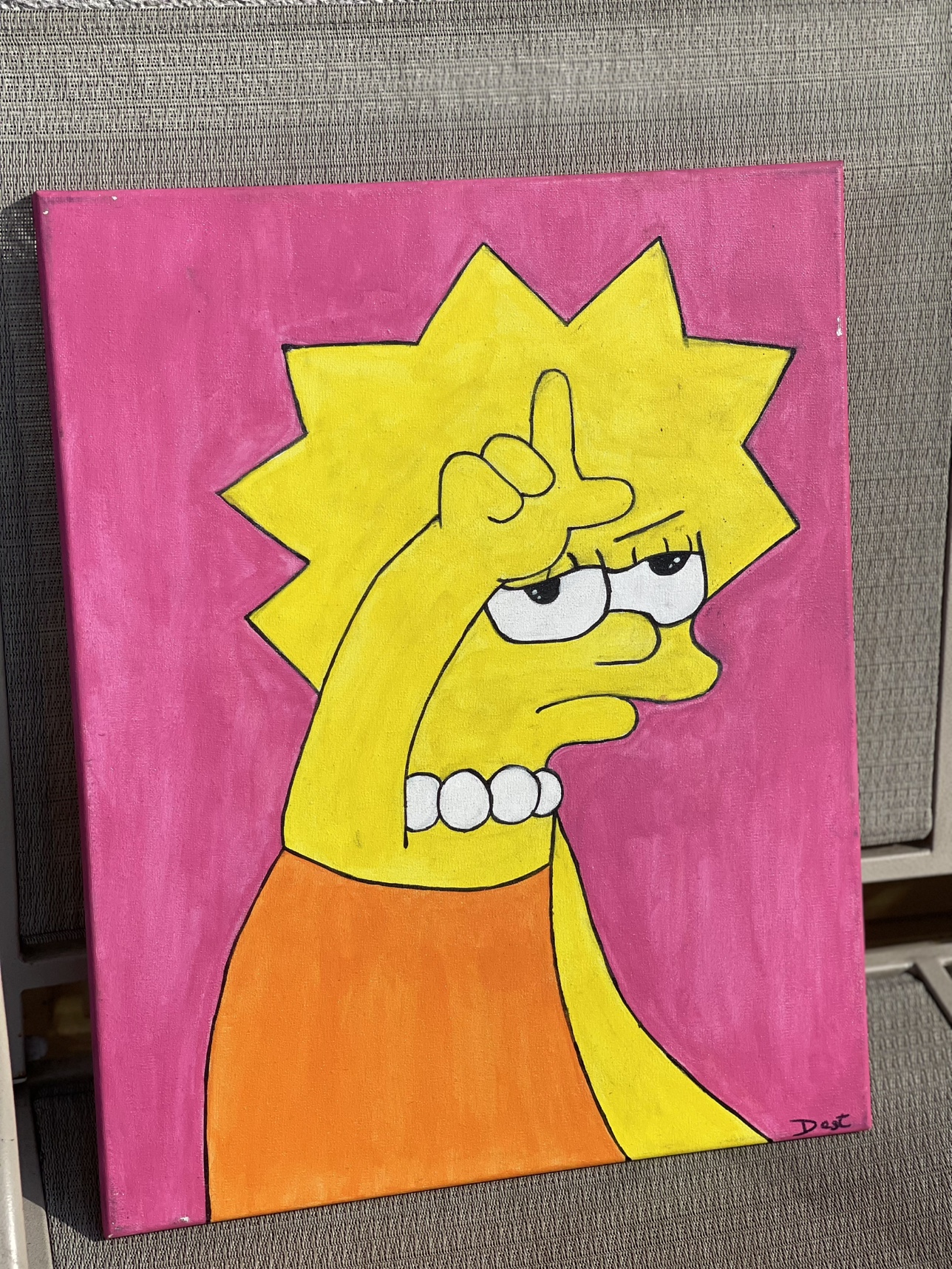 Lisa Simpson L Hand Sign Painting