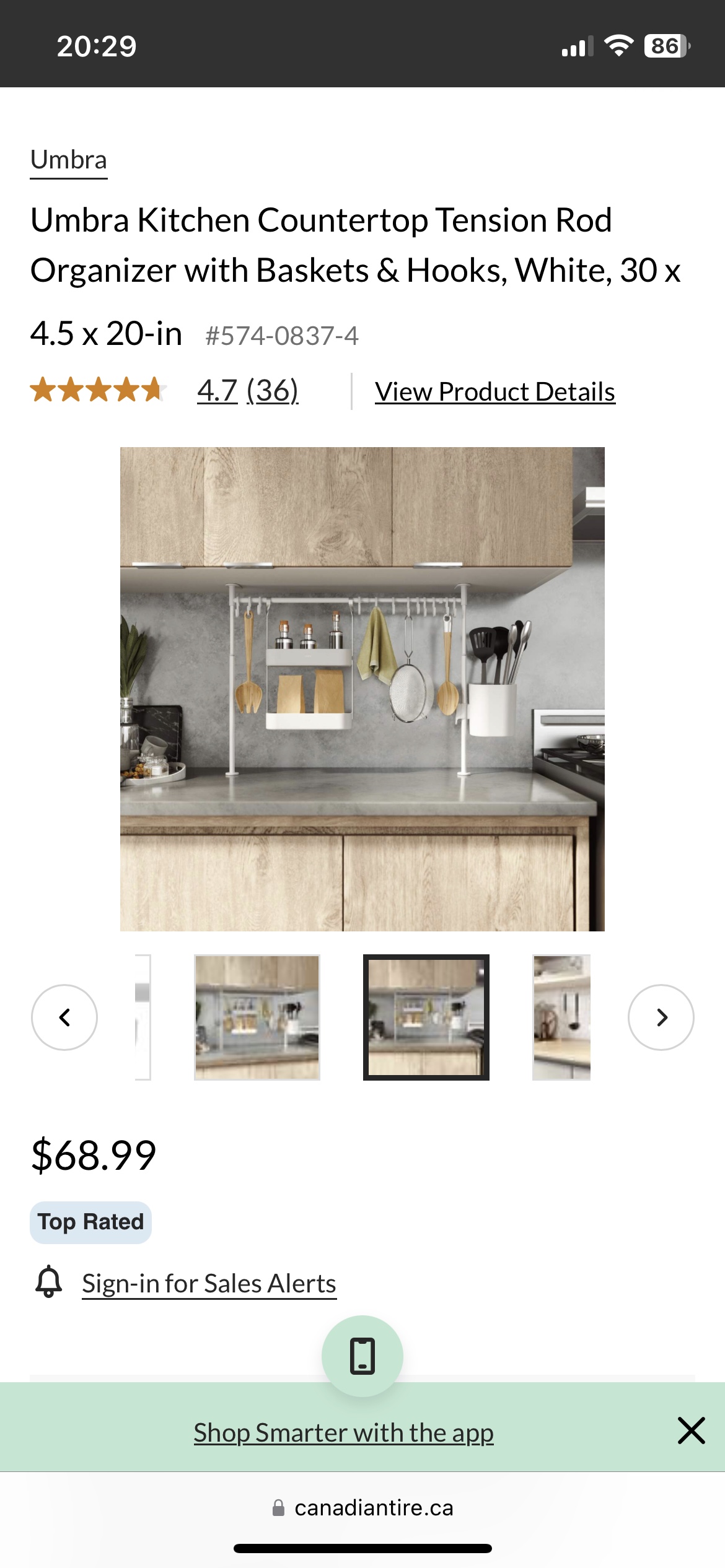 Umbra Kitchen Countertop Tension Rod Organizer