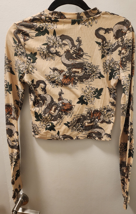 Streetwear Society Dragon Print Long Sleeve Crop Top - photo 2