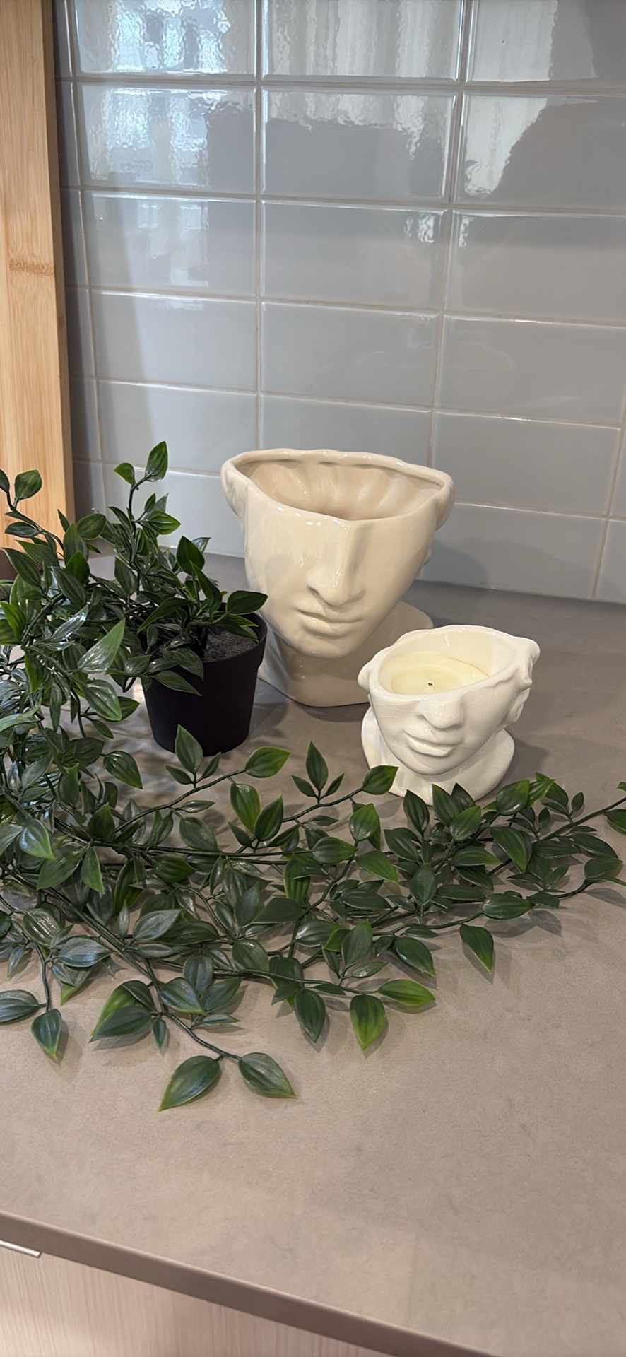 White Ceramic Bust Planters - photo 2