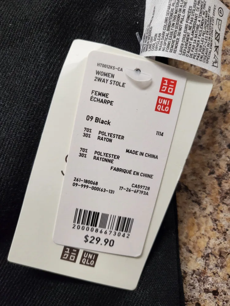UNIQLO 2-Way Stole - Black (BNWT) image indicator(2)
