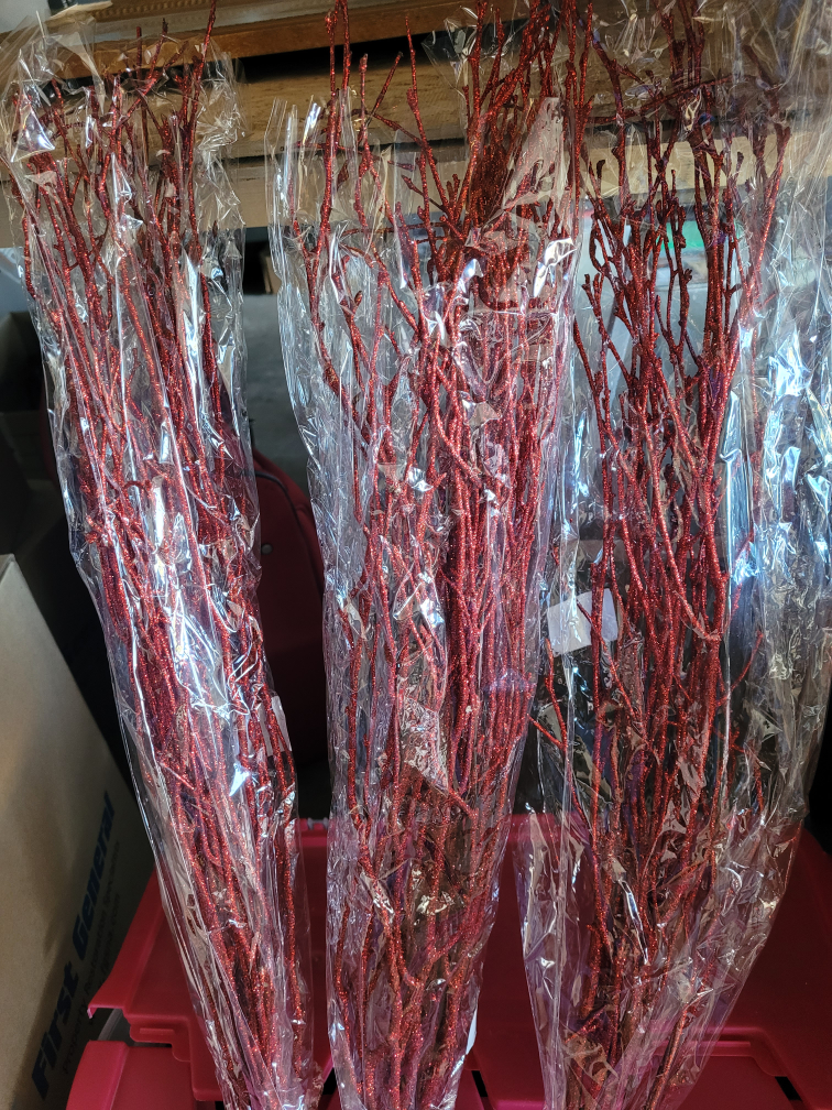 25 inch Glitter Branches-  Red, Dark Gold, Bright Gold - $10 ea