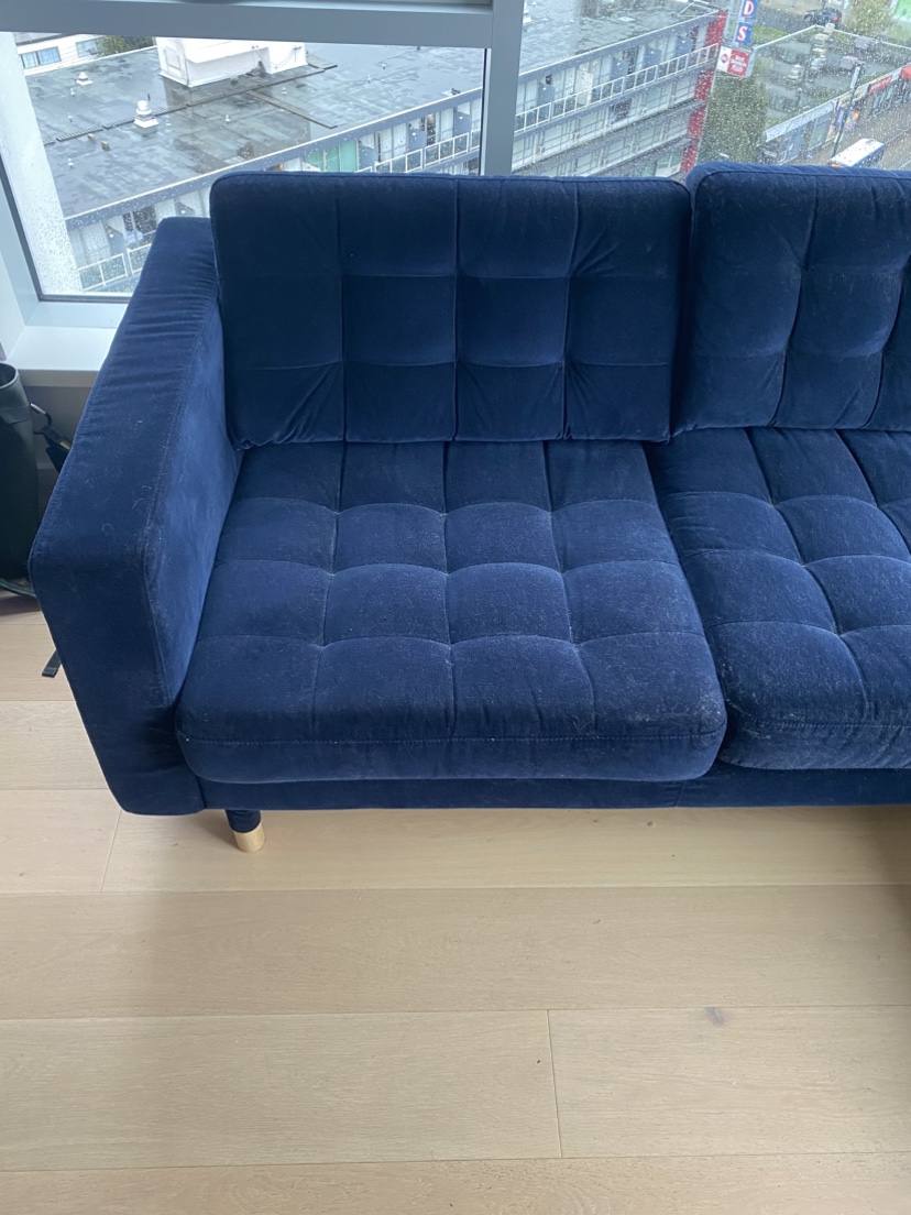 Blue Velvet Sectional Sofa - photo 2