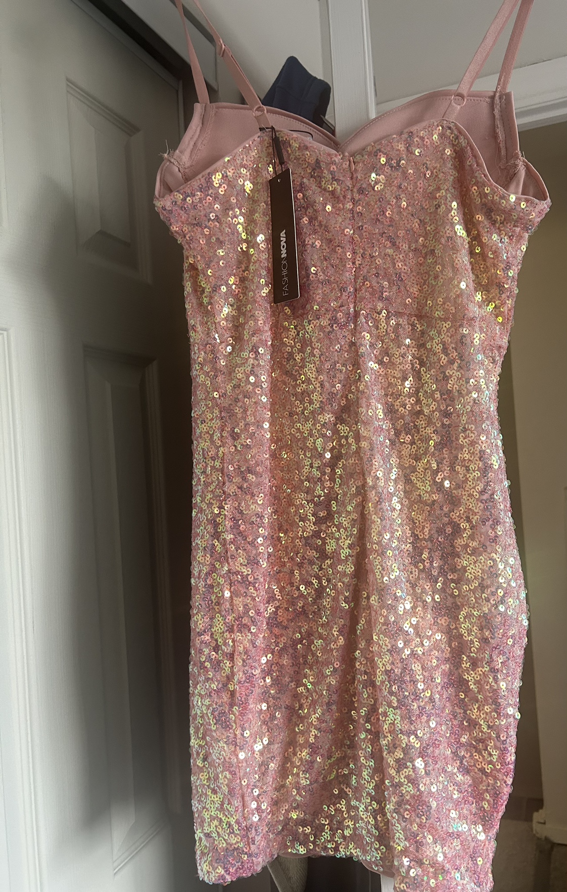 Pink Sequin Mini Dress