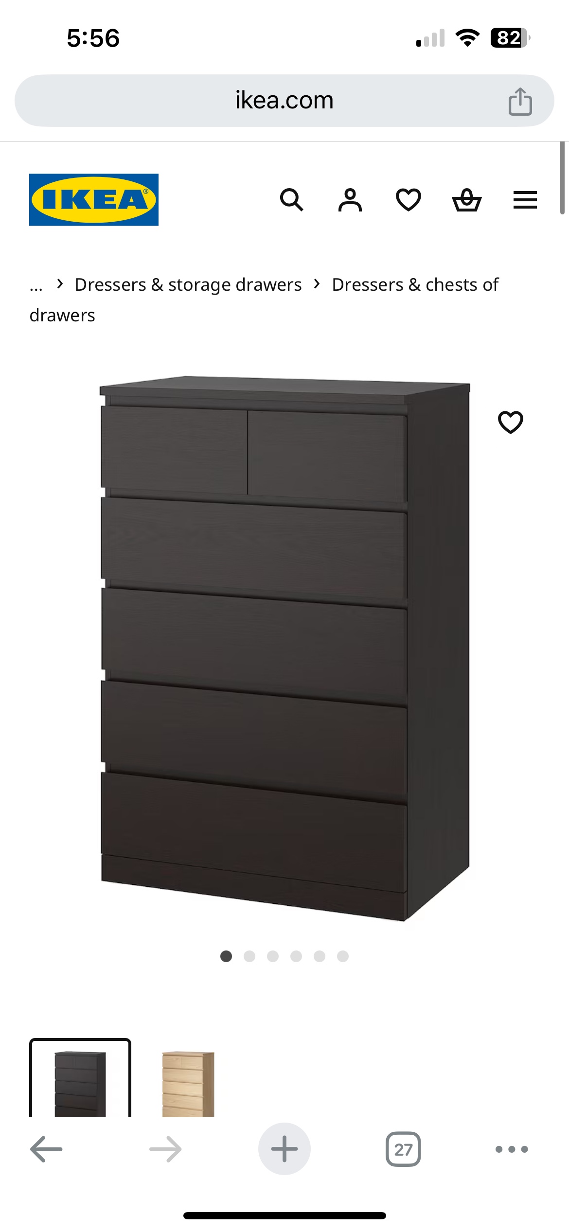 IKEA MALM 6 drawer Dresser