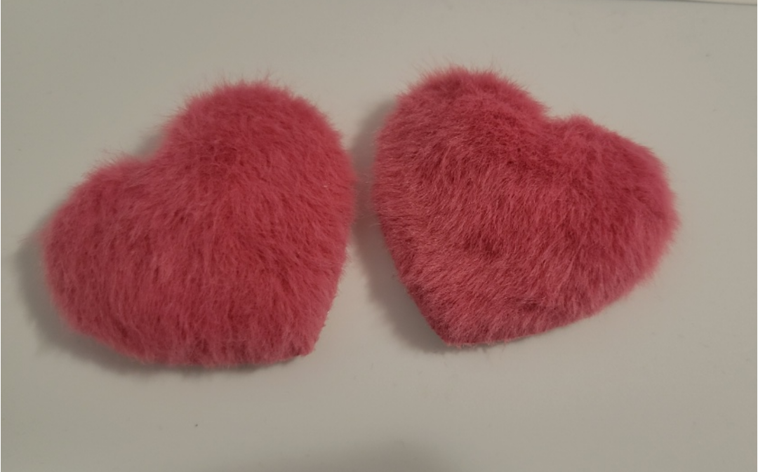 Pink Furry Heart Hair Clips