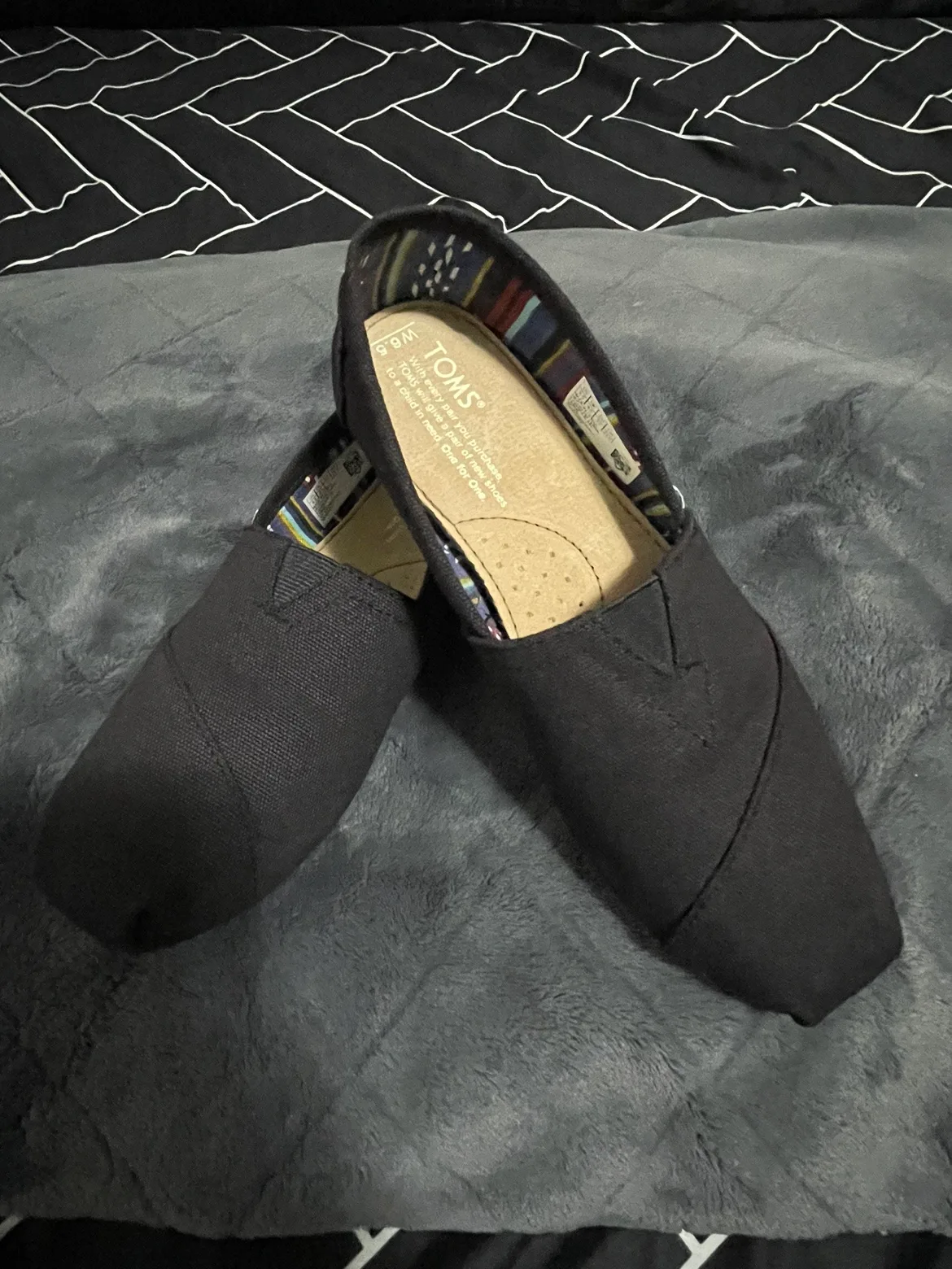 TOMS Black Canvas Slip On Shoes image indicator(2)